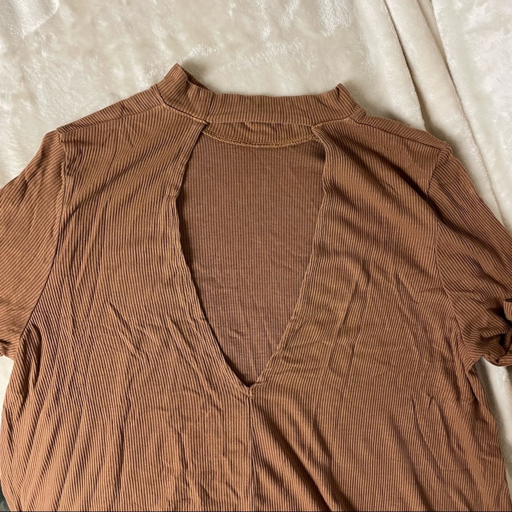 Tan open back shirt